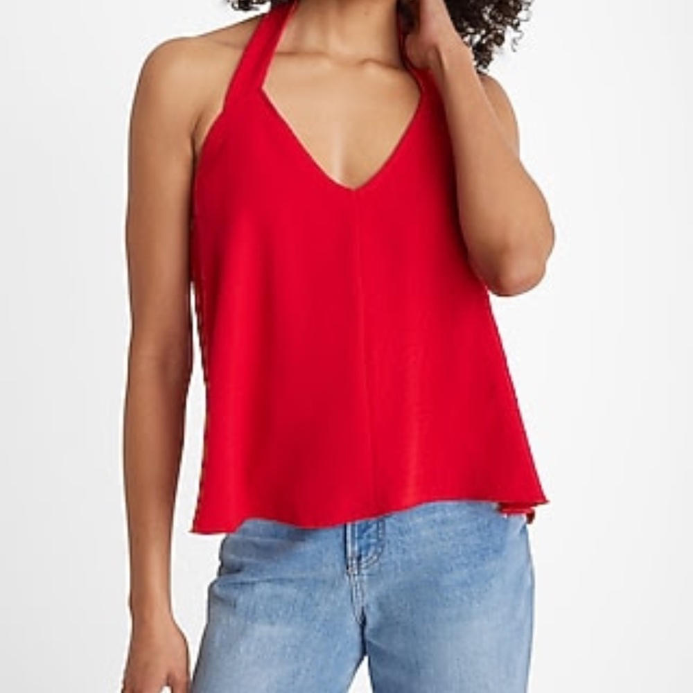 Express Red Sweetheart Halter Neck Flowy Tank, Women's Small